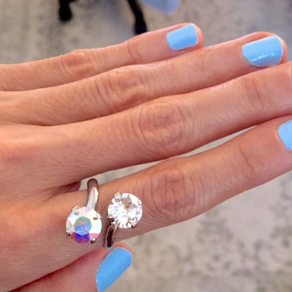 Aurora Borealis + Clear Crystal Ring